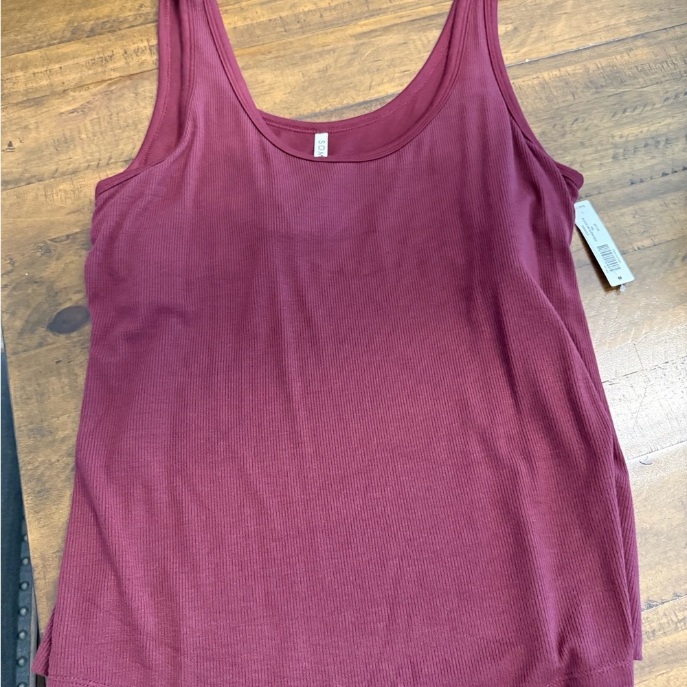 Soma Rich Burgundy Tank Top w/ built in Bra, Size L, NWT